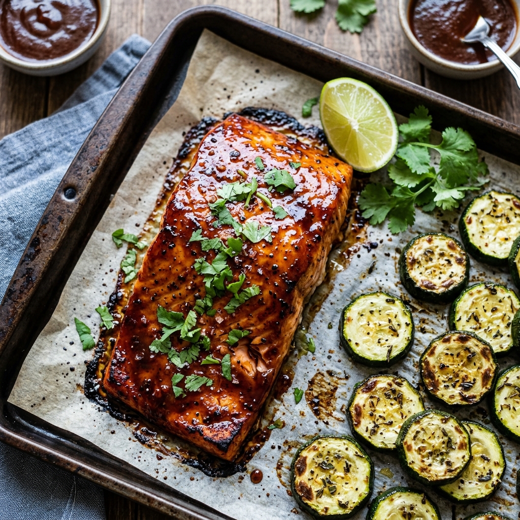 BBQ Baked Salmon and Zucchini — kitchen tested recipe