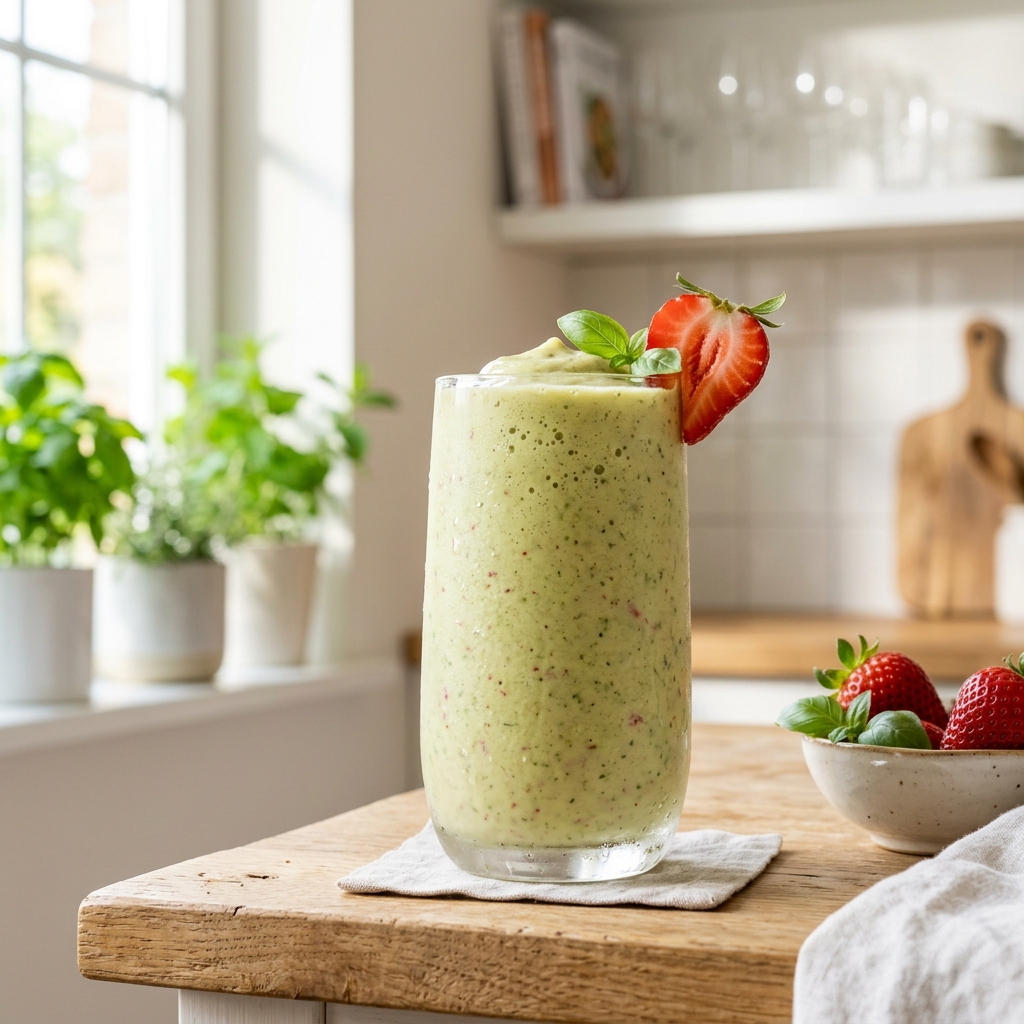 Creamy Strawberry Basil Green Power — kitchen tested recipe