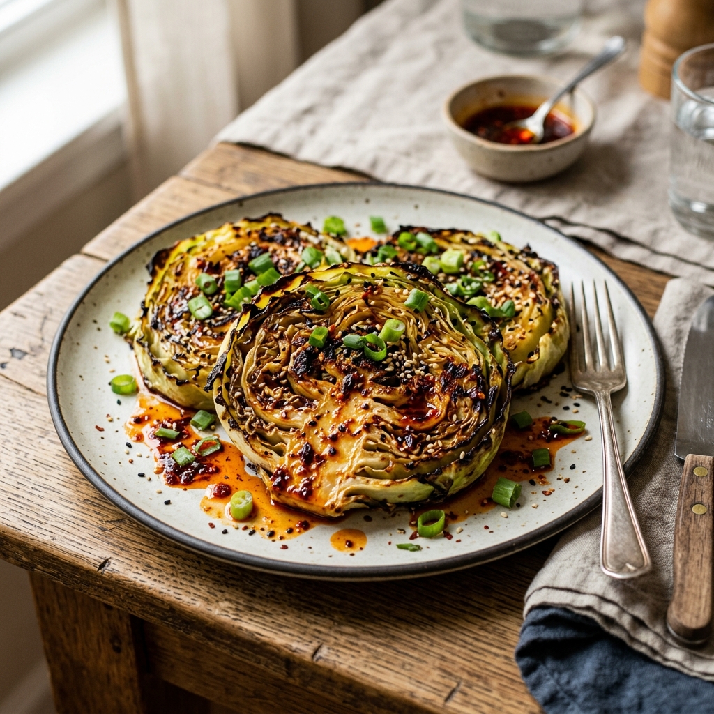 Crispy Chili Oil Cabbage Steaks — kitchen tested recipe