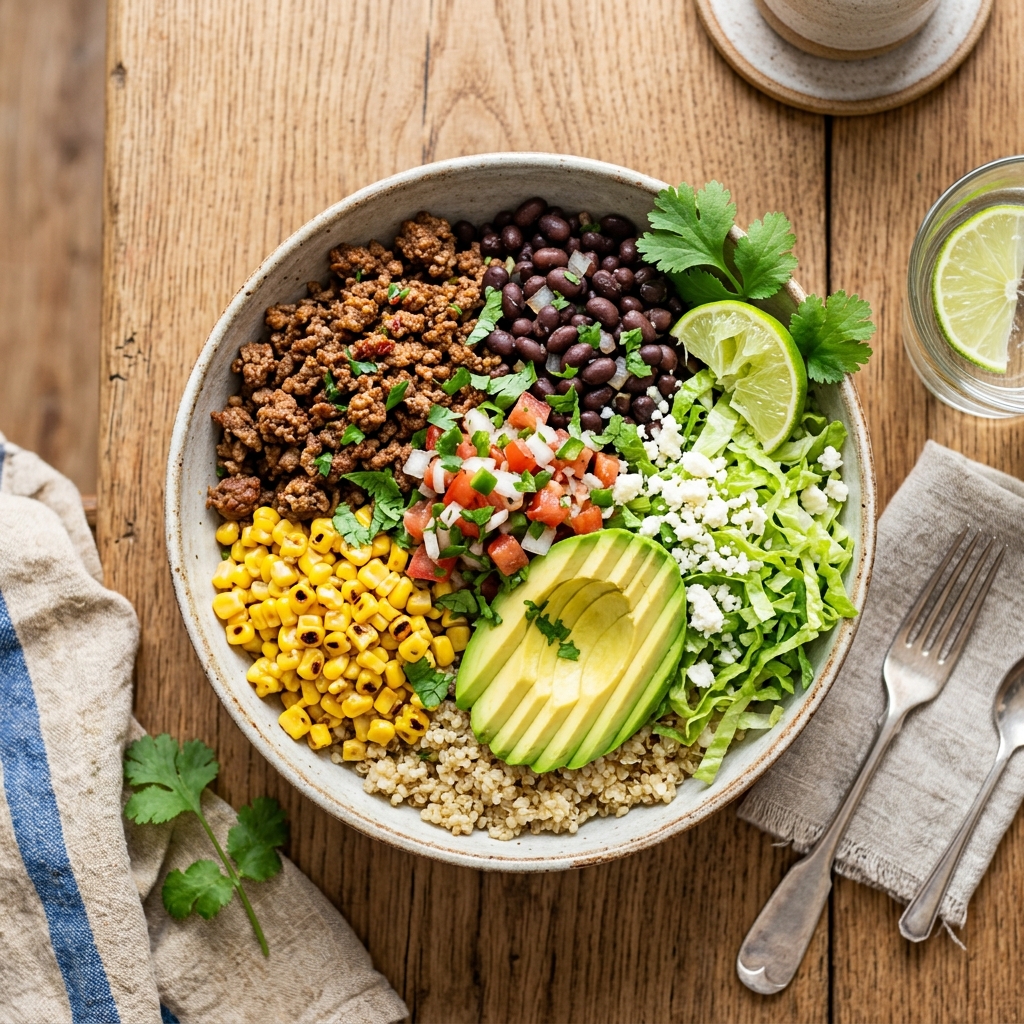 Healthy Ground Beef Taco Bowls — kitchen tested recipe