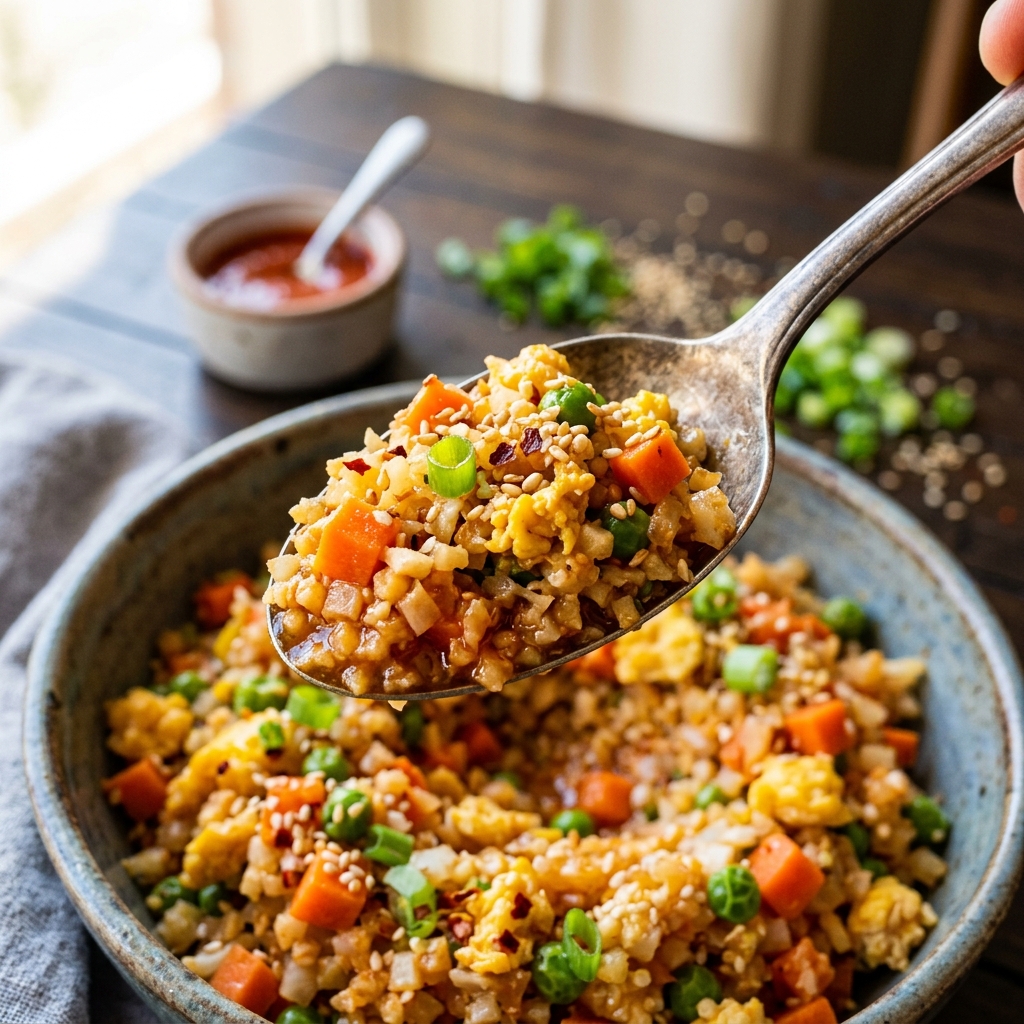 Sriracha Cauliflower Fried Rice Meal Prep — kitchen tested recipe
