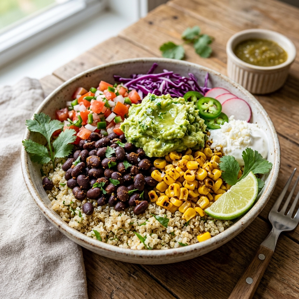 Meal-Prep Vegetarian Quinoa Burrito Bowls — kitchen tested recipe